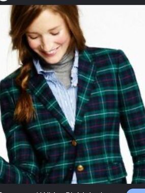 J. Crew Green Plaid Blazer with Navy Accents